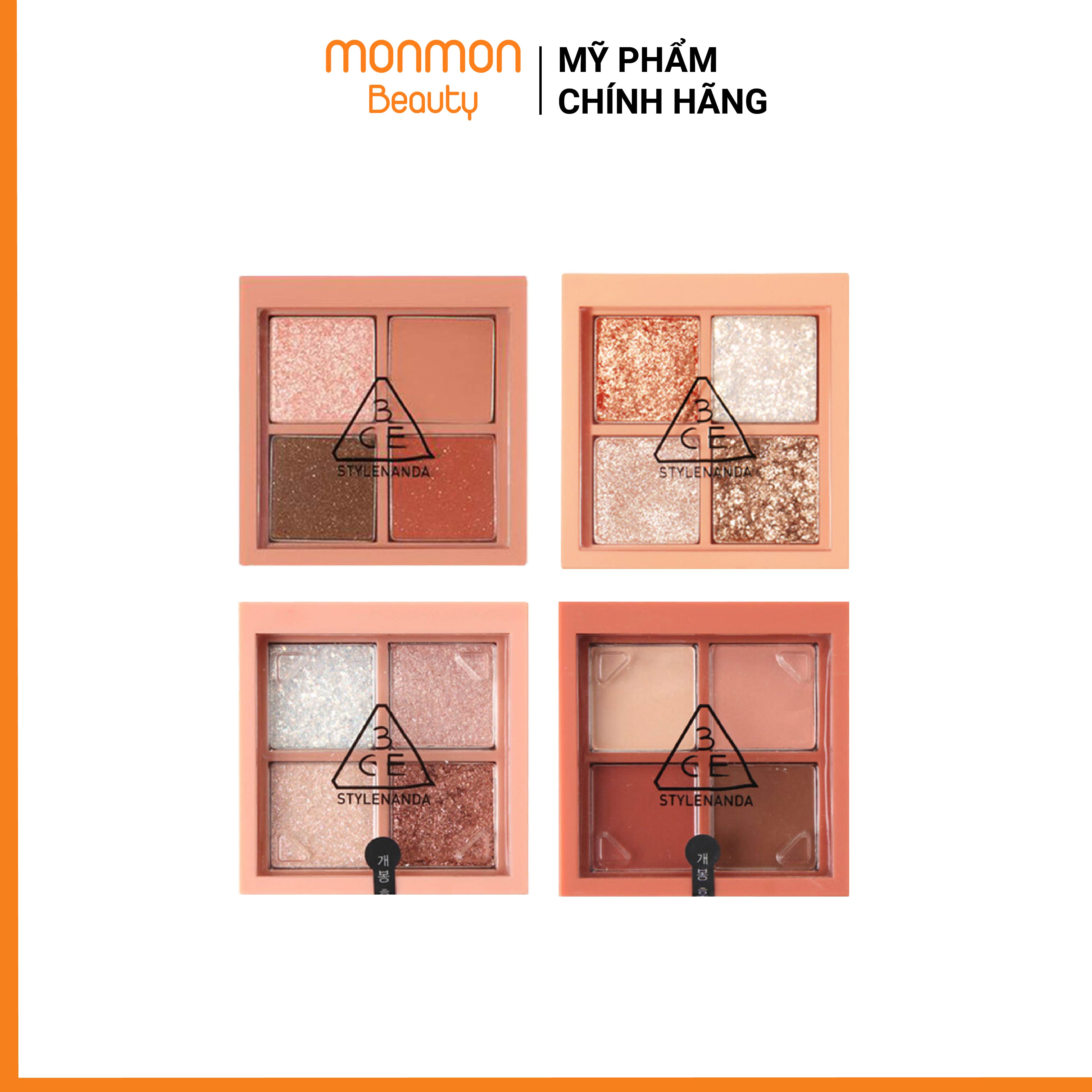 Phấn mắt 4 ô màu 3ce mini multi eye color palette, màu mắt có nhũ dễ trang điểm