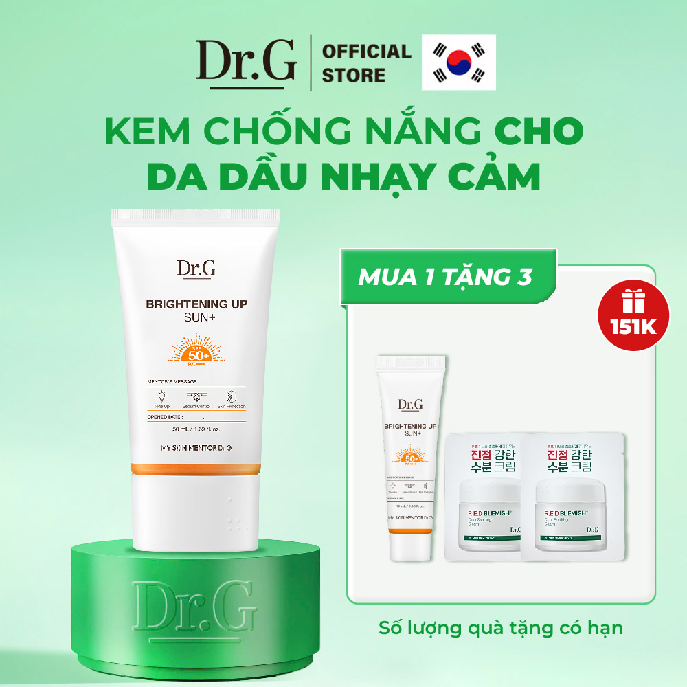 Kem chống nắng dr.g brightening up sun+ spf50+ pa+++ 50ml nâng tông kiềm dầu làm sáng da