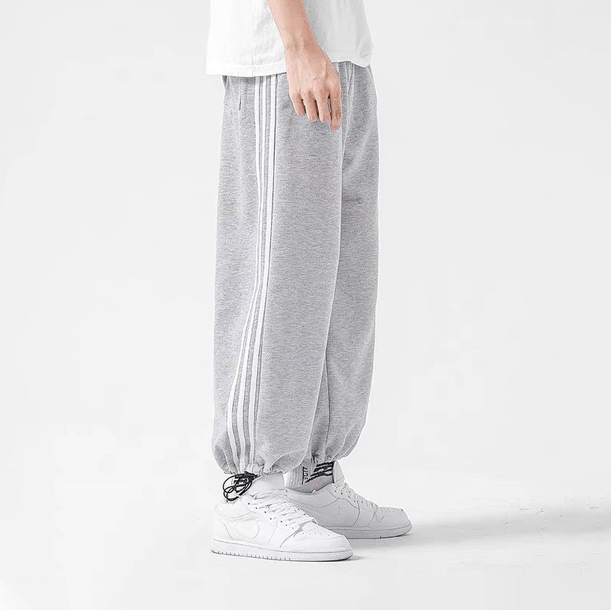 Quần jogger BÓ CHUN RÚT GẤU 3 SỌC thể thao N7 nam nữ ống rộng hiphop bigsize thu đông basic pants