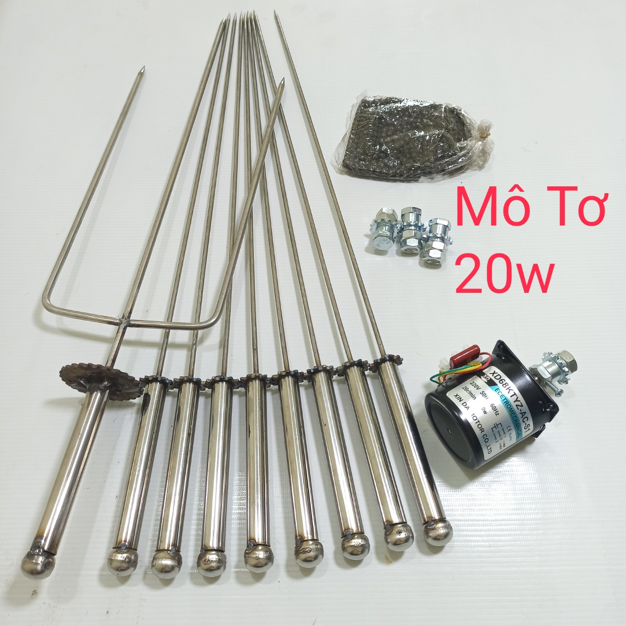FREESHIP MAX-CAM KẾT GIÁ TỐT-Mô tơ giảm tốc 220v 20W + bộ chế máy nướng tự động 9 xiên