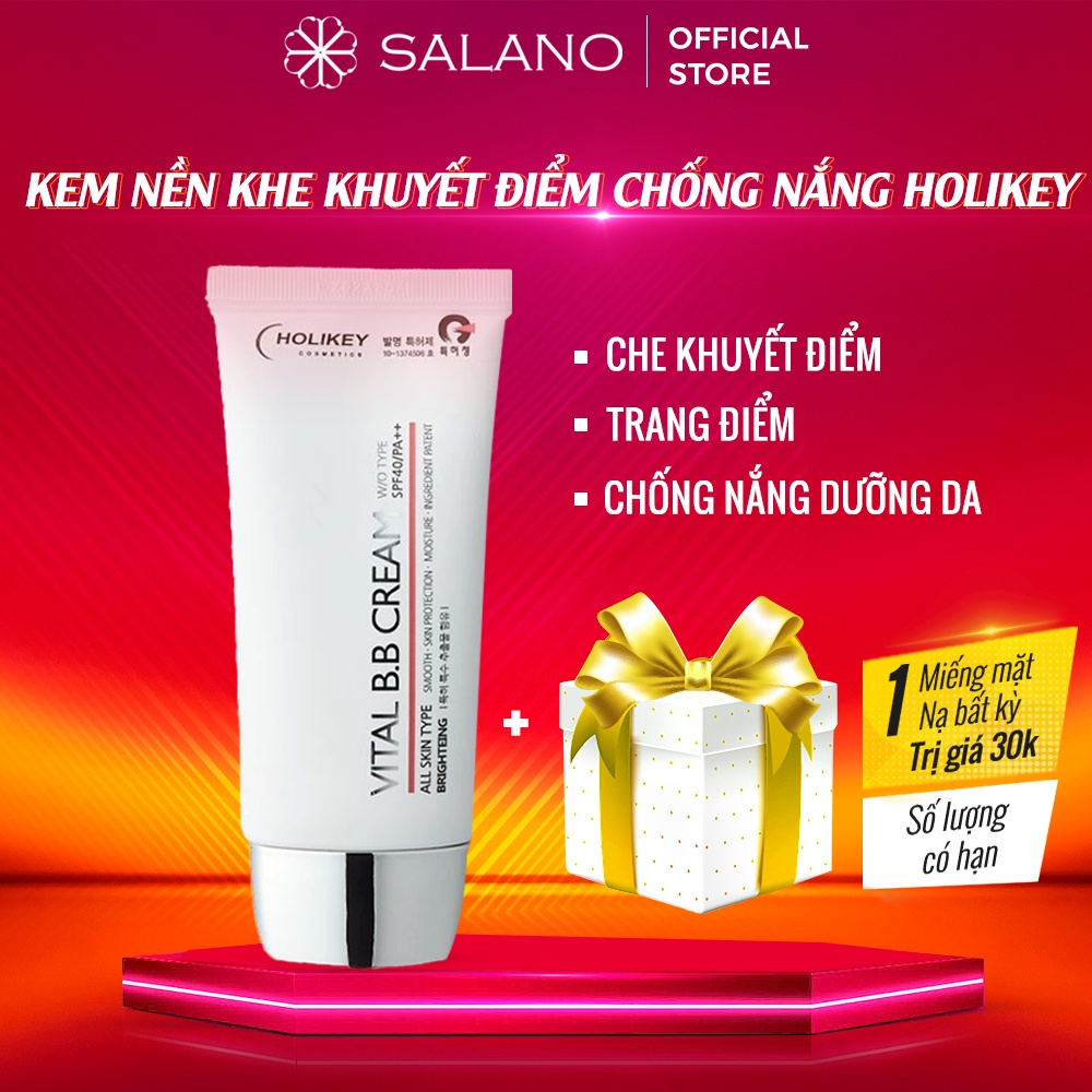 Kem nền che khuyết điểm cho da dầu chống nắng giảm mụn se lỗ chân lông lên tone da BB CREAM HOLIKEY SALANO BBSLN03