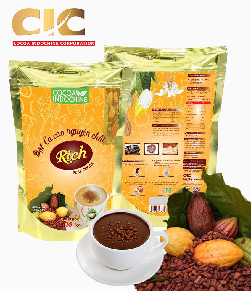 [HCM] 2 túi Cacao nguyên chất Rich - 2 túi x 300g