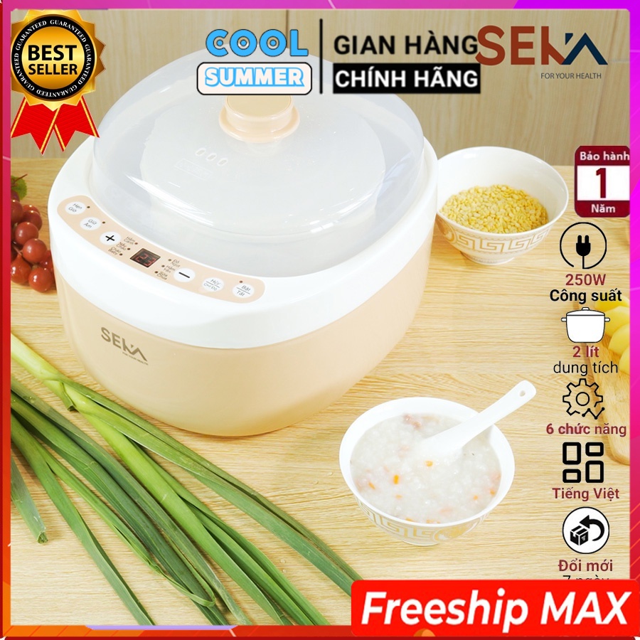 Nồi nấu cháo chậm seka chính hãng, nồi nấu cháo chậm seka 2 lít gt69, nồi nấu cháo chậm hẹn giờ thông minh seka, nồi đa năng ninh, hầm, cách thủy, nấu cháo cho bé ăn dặm, chưng yến tiện lợi – bh 12 tháng