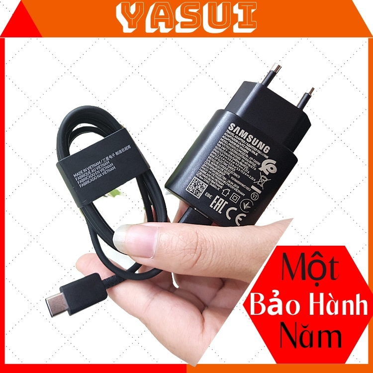 Bộ sạc nhanh samsung 25w chính hãng gồm củ sạc nhanh 25w samsung và cáp sạc nhanh 25w type-c - Bảo Hành 1 Năm -1 đổi 1