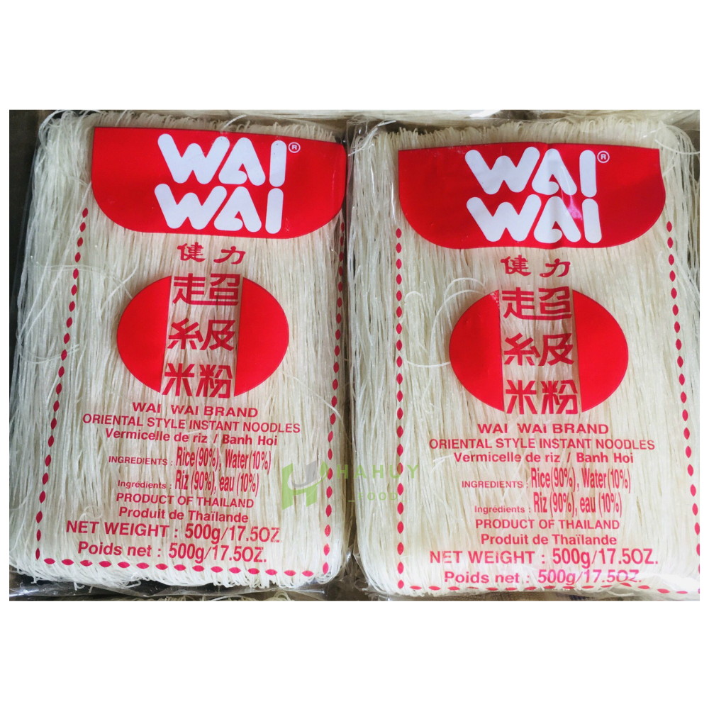 Bún gạo khô - Bún gạo Wai Wai, Phở khô, Mì sợi vàng - loại đặc biệt dai ngon thơm mềm 500gr