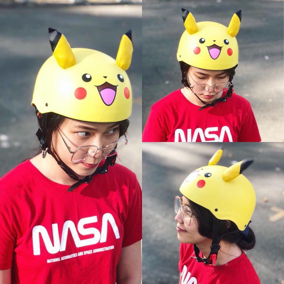 [HCM]Mũ Bảo Hiểm 1/2 Pikachu Có Tainón bảo hiểm Pikachu siêu dễ thương