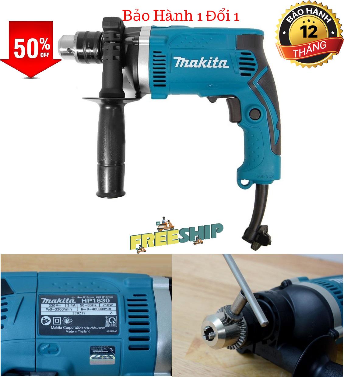 Máy Khoan Makita Chính Hãng, Cực Bền Bảo Hành 12 Tháng 16mm Makita HP1630, Hoạt Động Tốc Độ Cao, Khoan Mạnh Mẽ...