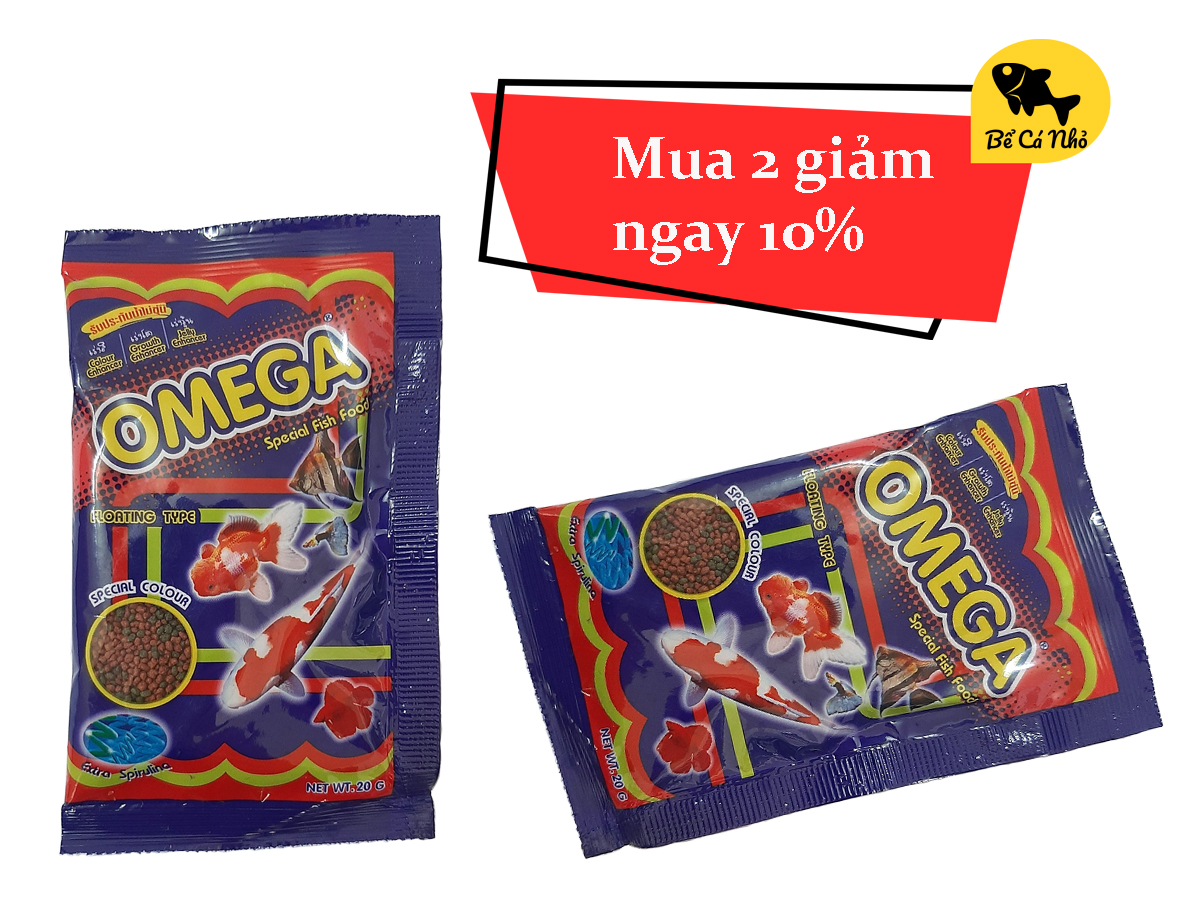 Thức ăn cho cá cảnh Omega, túi 20g, hàng Thái
