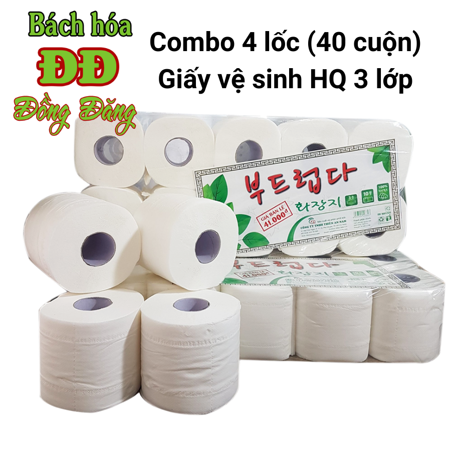 Combo 4 lốc giấy vệ sinh Hàn Quốc 3 lớp (10 cuộn/ lốc) - HQ3L