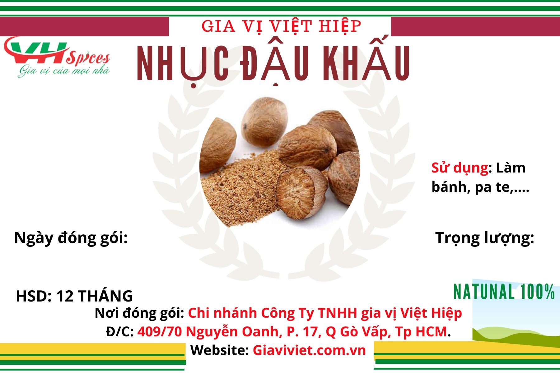 Nhục Đậu Khấu Gói 1kg