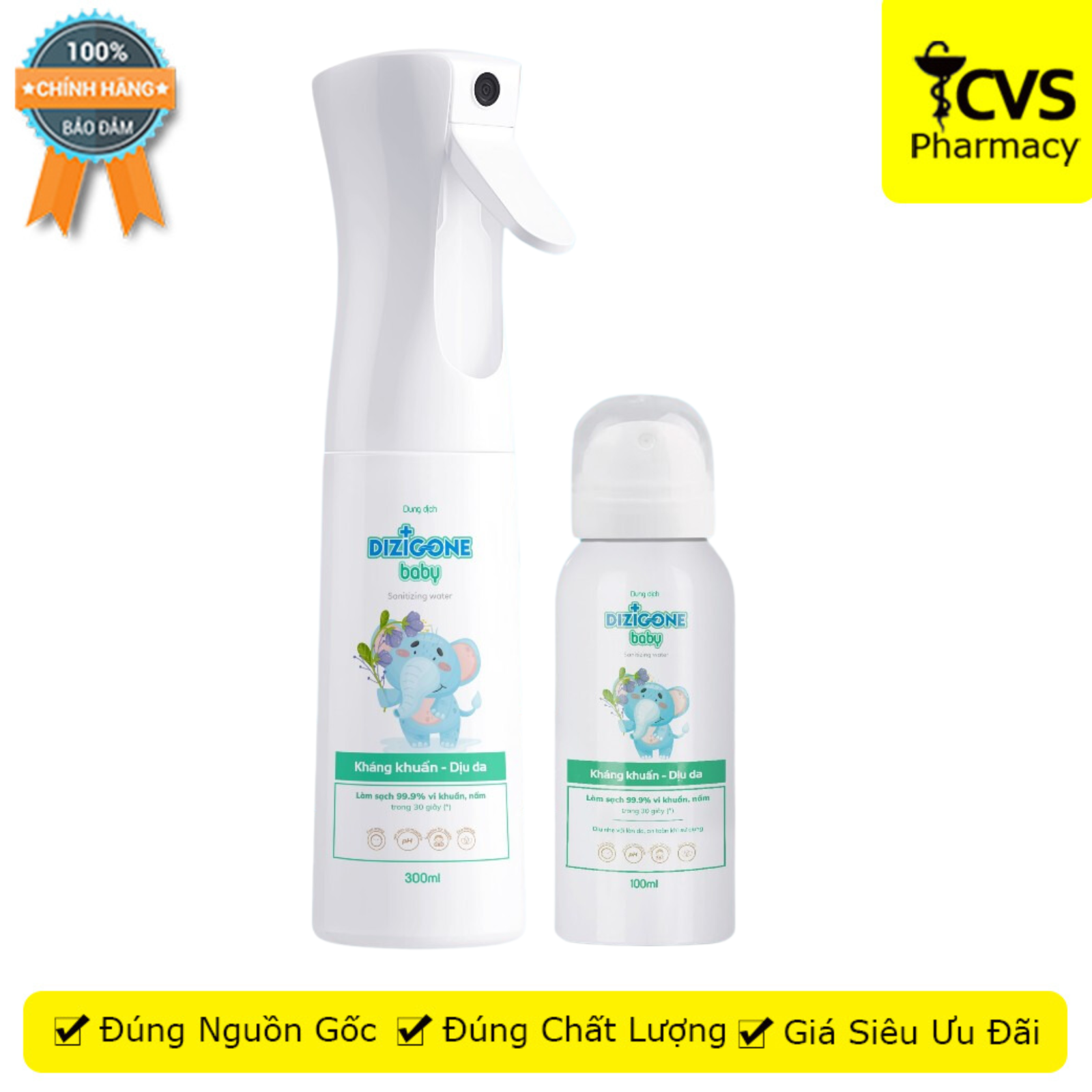 Xịt kháng khuẩn Dizigone Baby - Giúp làm sạch, kháng khuẩn, làm dịu da - Chai 100/300ml - CVS Pharmacy