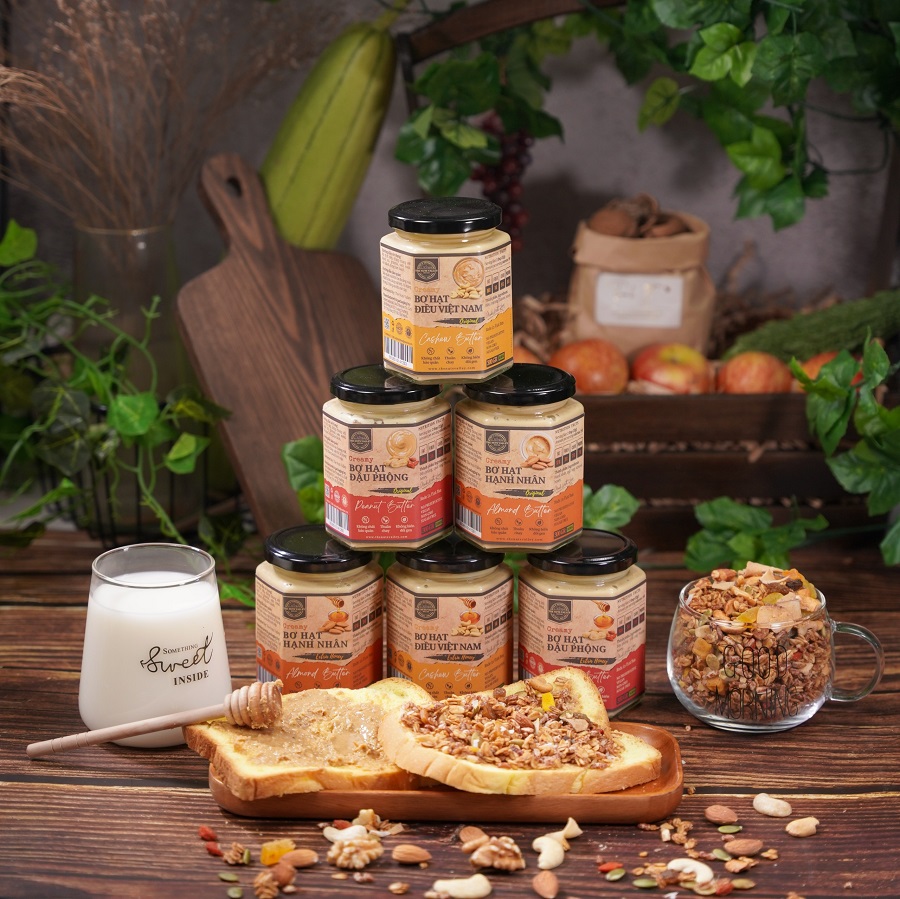 Bơ hạt dinh dưỡng hạt hạnh nhân, hạt điều, đậu phộng - nut butter the nuts valley
