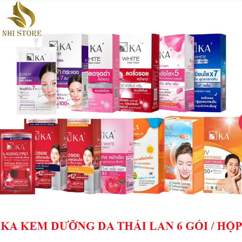 Kem KA White Cream dưỡng trắng sáng da mờ thâm nám mụn tàn nhang làm đều màu da cấp ẩm thái lan hộp 6 gói
