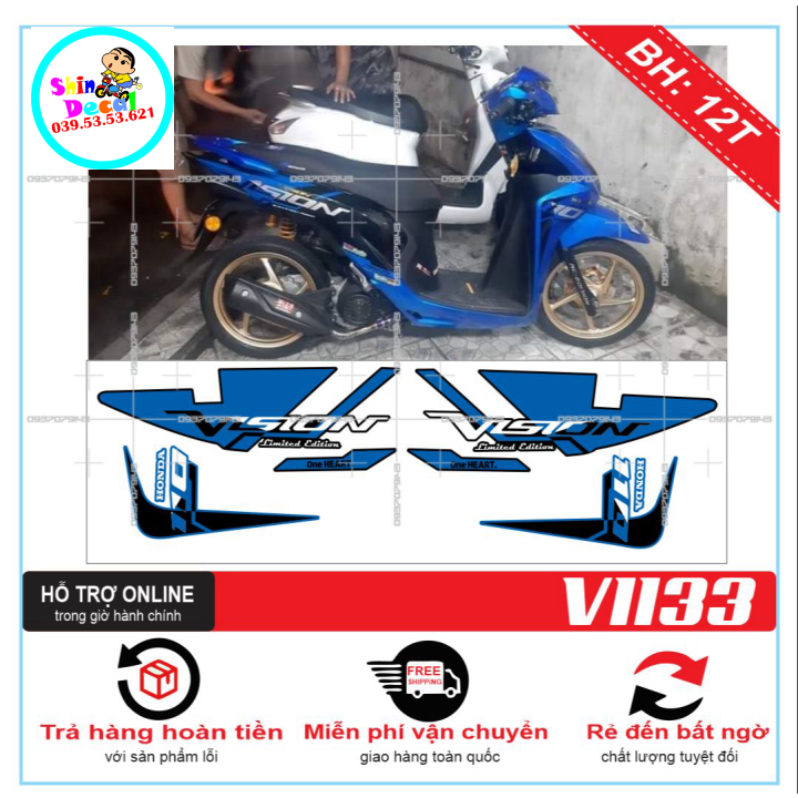 TEM XE VISION 2016, TEM RỜI VISION 2016 XANH ĐEN