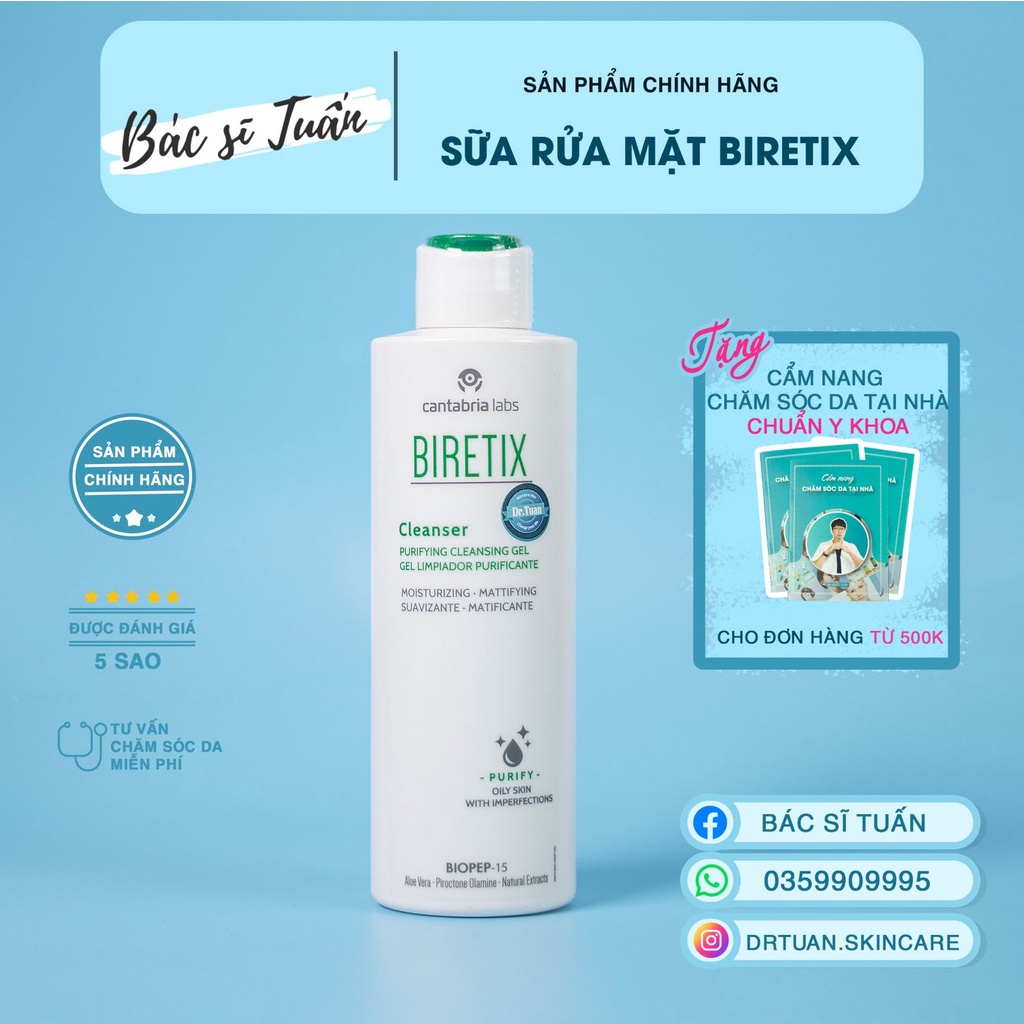 Sữa rửa mặt cho da mụn - biretix cleanser 150ml