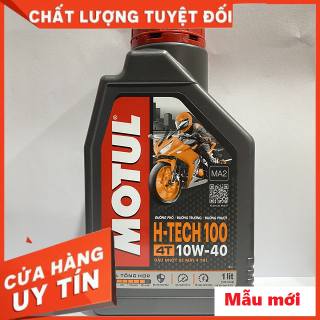 [Có sẵn] Nhớt Motul H-TECH 100 10W40 100% Tổng Hợp chai 1L , nhớt motul H tech 10W40 dùng cho xe số xe côn tay!!