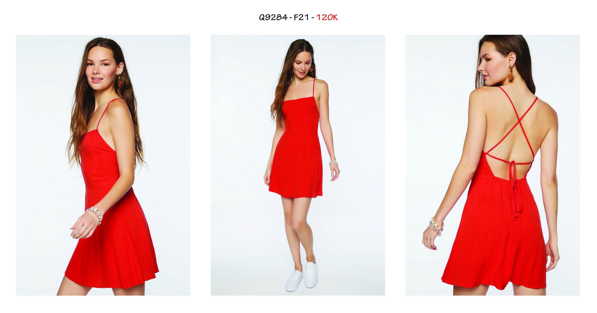 Q9284 - 	đầm dây f21 đan chéo sau cột nơ , trơn