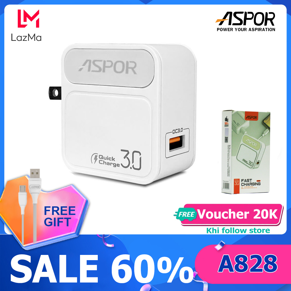 BẢO HÀNH 12 THÁNG 1 ĐỔI 1 - Củ sạc nhanh ASPOR A828 - Quick charge 3.0 - Bộ sạc nhanh dành cho iphone samsung - Cục sạc điện thoại tự ngắt Dock sạc nhanh cho thiết bị điện tử