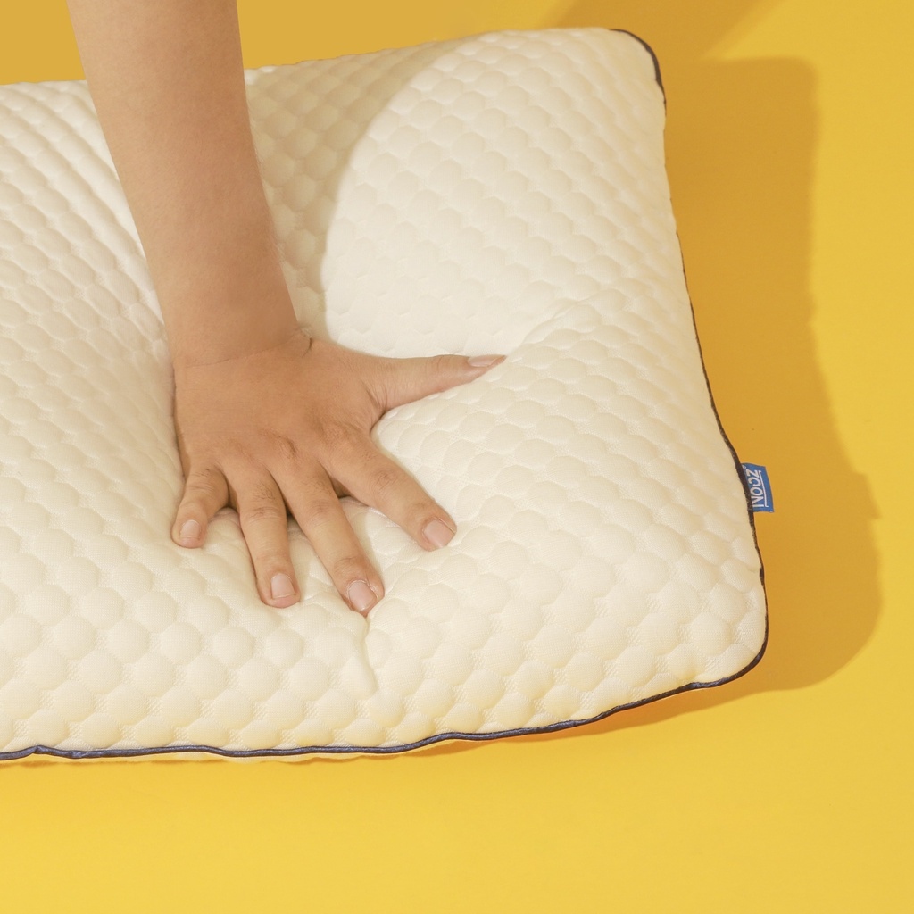 Gối cao su non Memory Foam Nooz giúp ngủ sâu chống đau vai gáy cho người lớn hỗ trợ nâng đỡ cột sống cổ vỏ gối Tencel