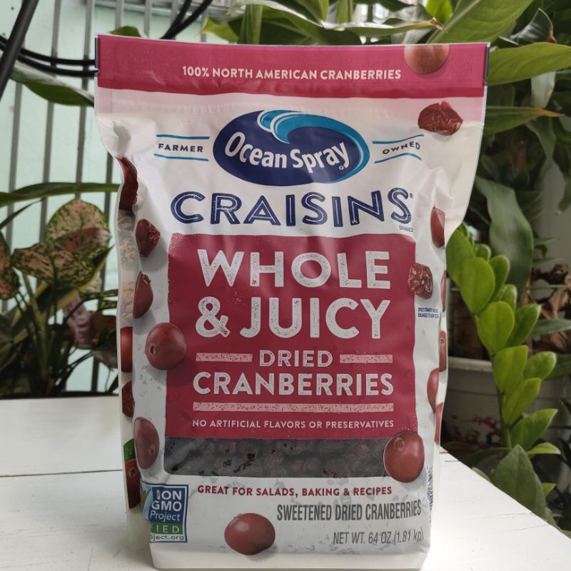 Nam việt quất sấy khô ocean spray craisins whole dried cranberries 1.85kg