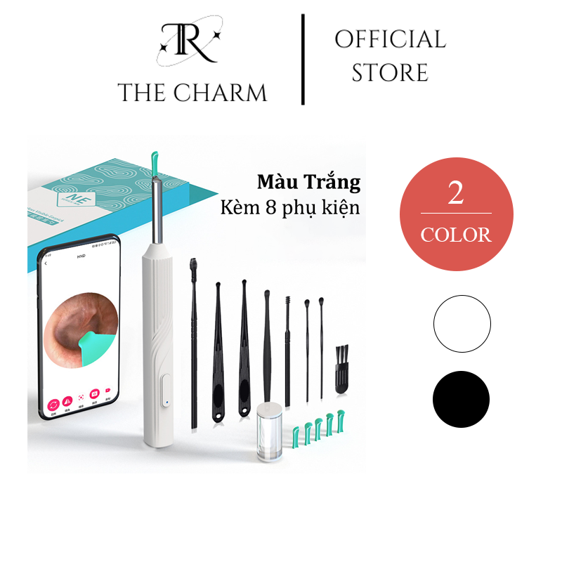 Dụng cụ lấy ráy tai cho bé có camera hình ảnh sắc nét điều khiển qua app 3 loại đầu lấy đa năng đèn led siêu sáng chống nước cây lấy ráy tai vệ sinh sạch lỗ tai giảm thủng màng nhĩ pin siêu trâu tặng bộ lấy ráy tai 8 món - the charm store