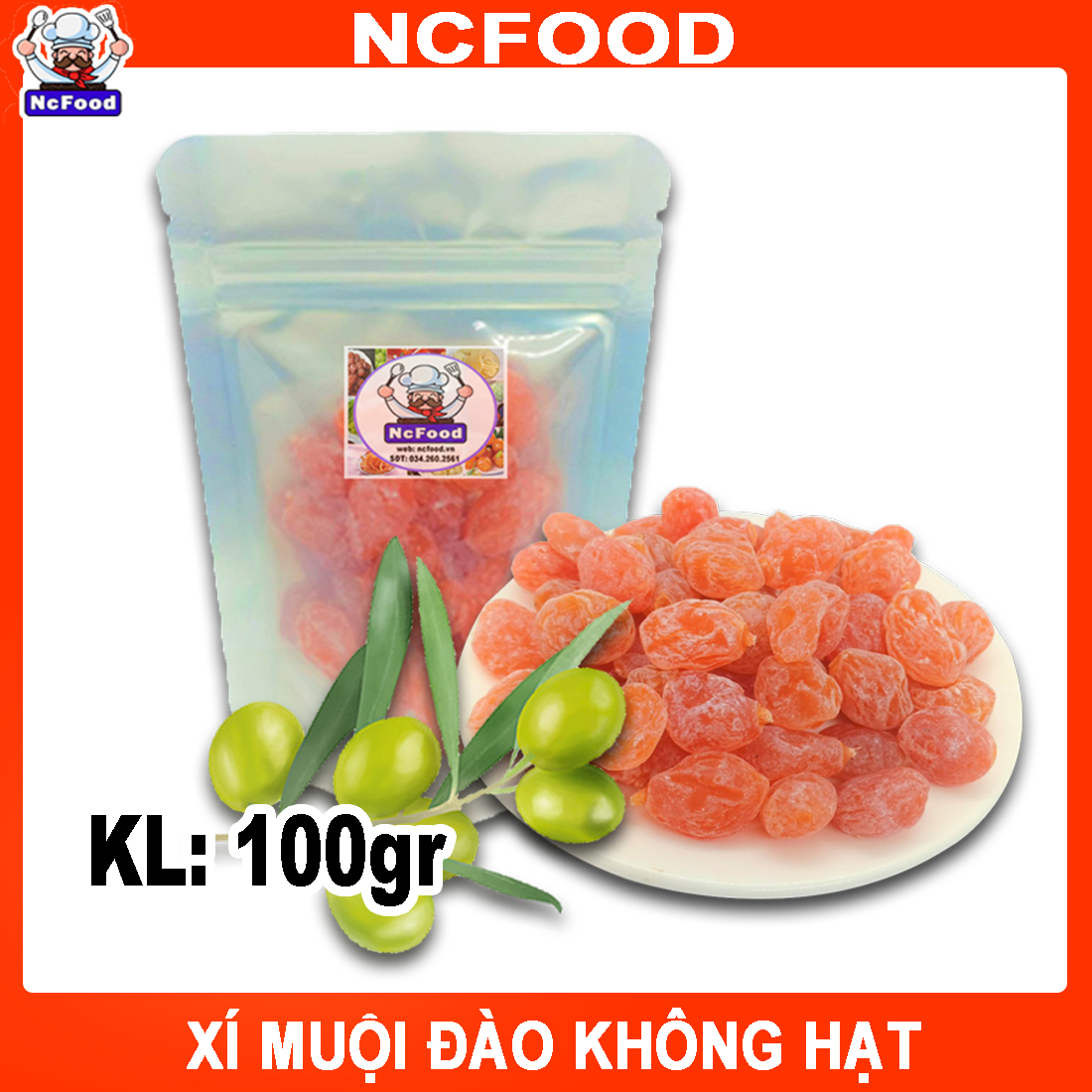 Xí muội đào không hạt loại ngon 100gr/ xí muội oliu