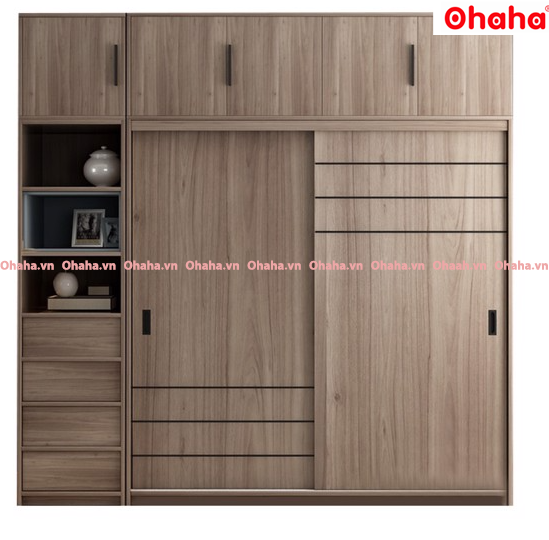 Tủ quần áo gỗ công nghiệp cánh lùa kiểu vintage ohaha - vi004