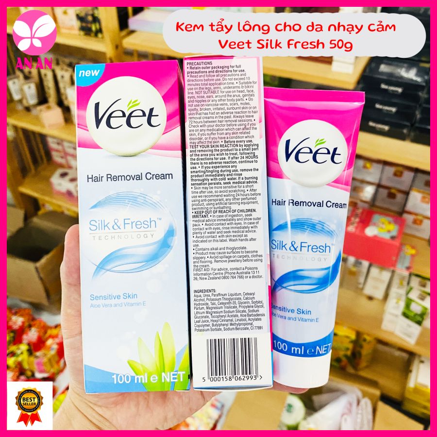 Kem tẩy lông cho da nhạy cảm Veet Silk Fresh 50g