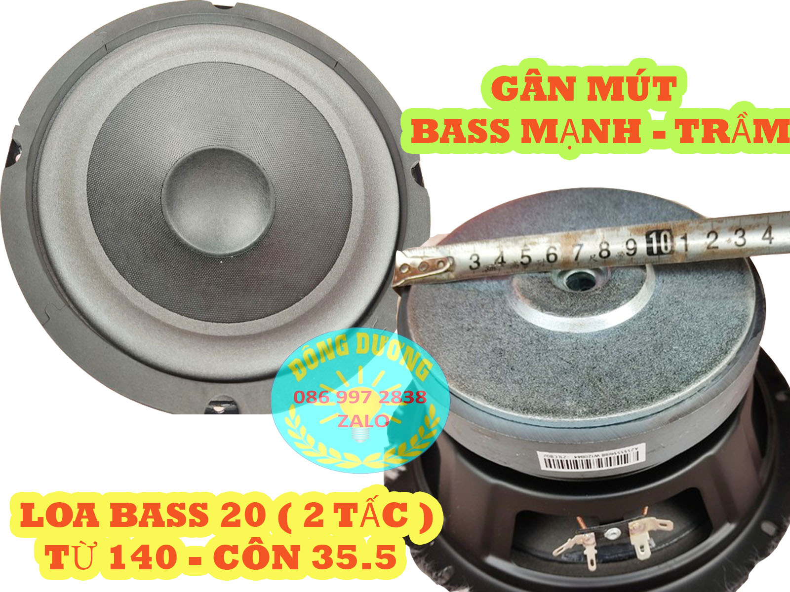 Một củ bass 20 gân mút từ 140 - loa bass 2 tấc - củ loa rời