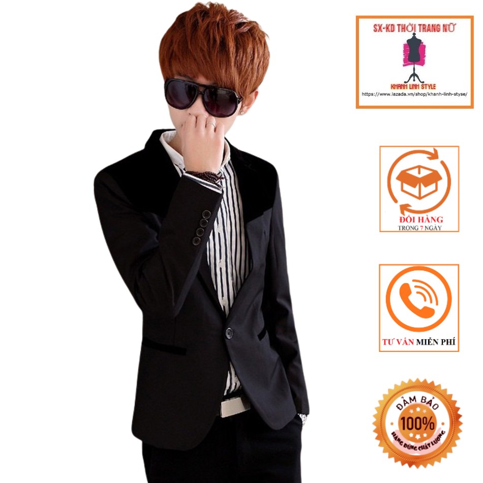 Áo vest nam phối nhung cá tính – 0030ak