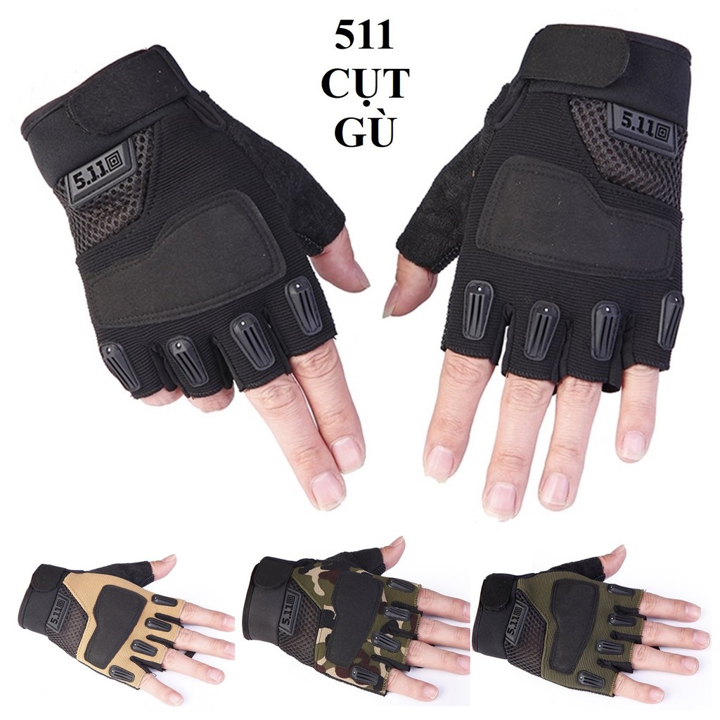 Găng tay pubg 511 cụt hở ngón bán sỉ, bao tay có gù mềm đi phượt xe đạp xe máy motor pkl chiến thuật