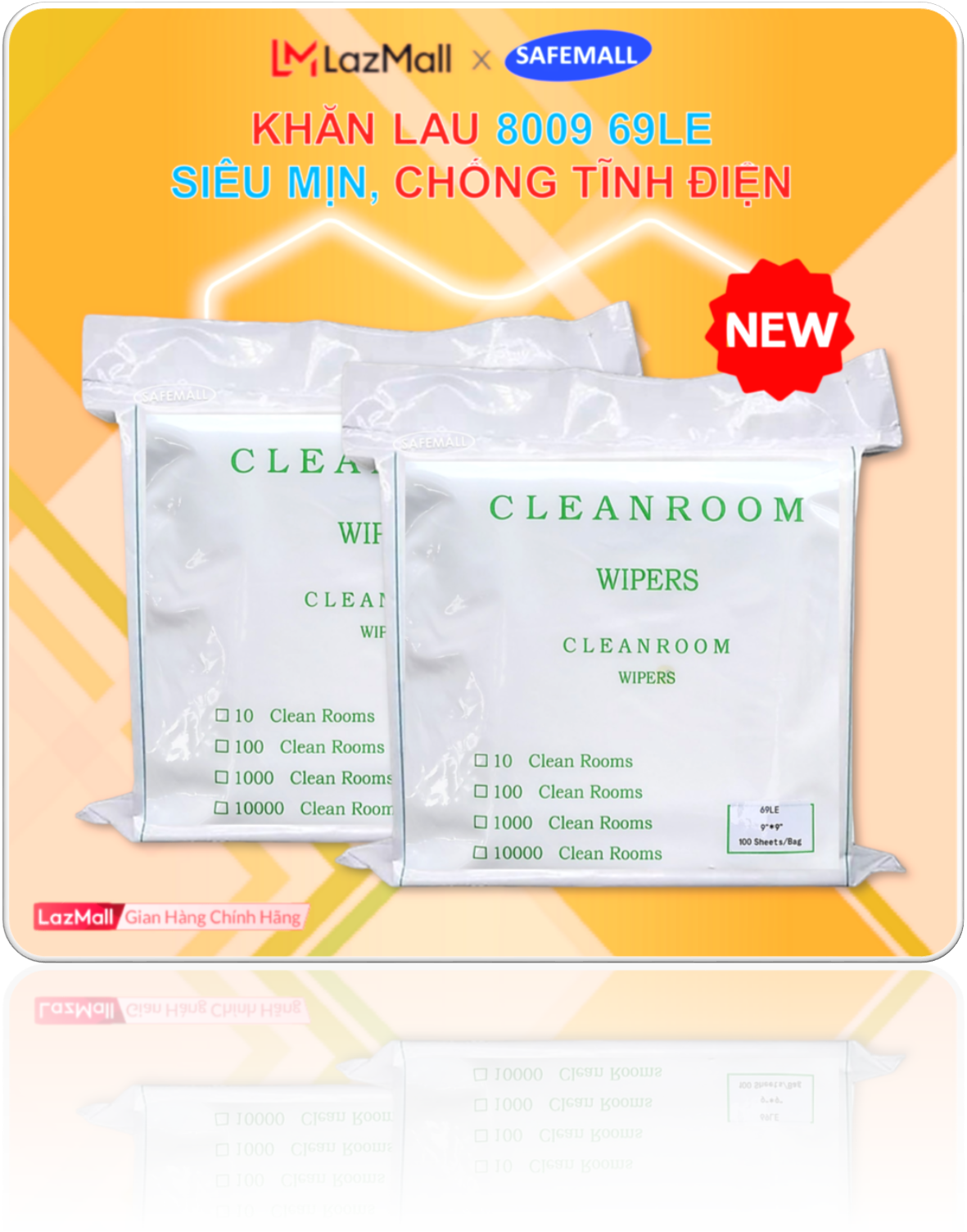 Combo Vải lau phòng sạch bảo hộ lao động 8009 69LE - 9*9 inch - 180g/m2 ...