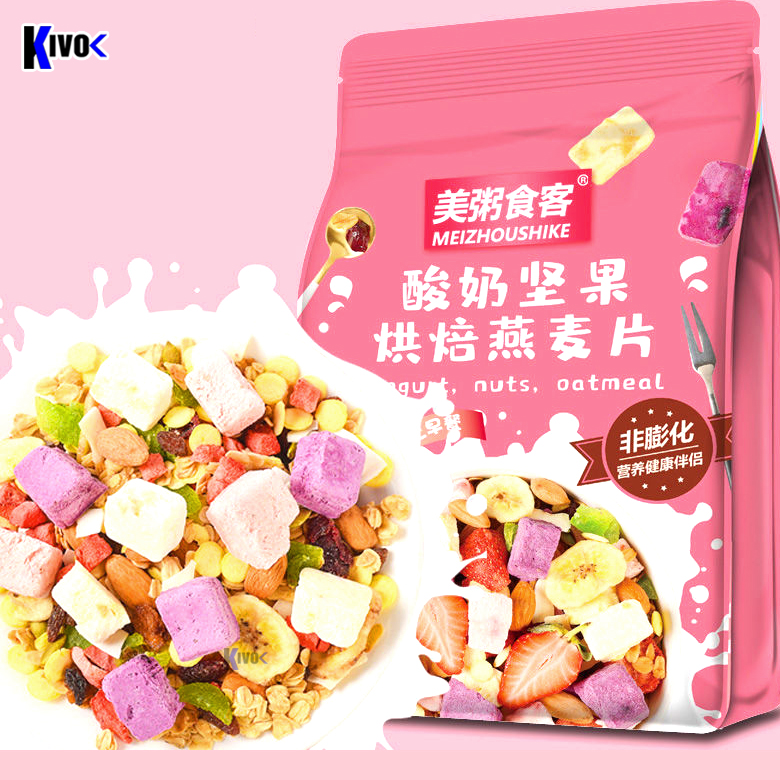 COMBO 5 GÓI  Ngũ Cốc Sữa Chua Hoa Quả Trái Cây Sấy Khô Oatmeal Yến Mạch Meizhoushike 400G - Ngũ Cốc Ăn Kiêng Giảm Cân Tăng Cân Dinh Dưỡng - Đò Ăn Nội Địa Trung Quốc - Ngũ Cốc Trái Cây Mix Hạt Ăn Liền Gói Màu Hồng