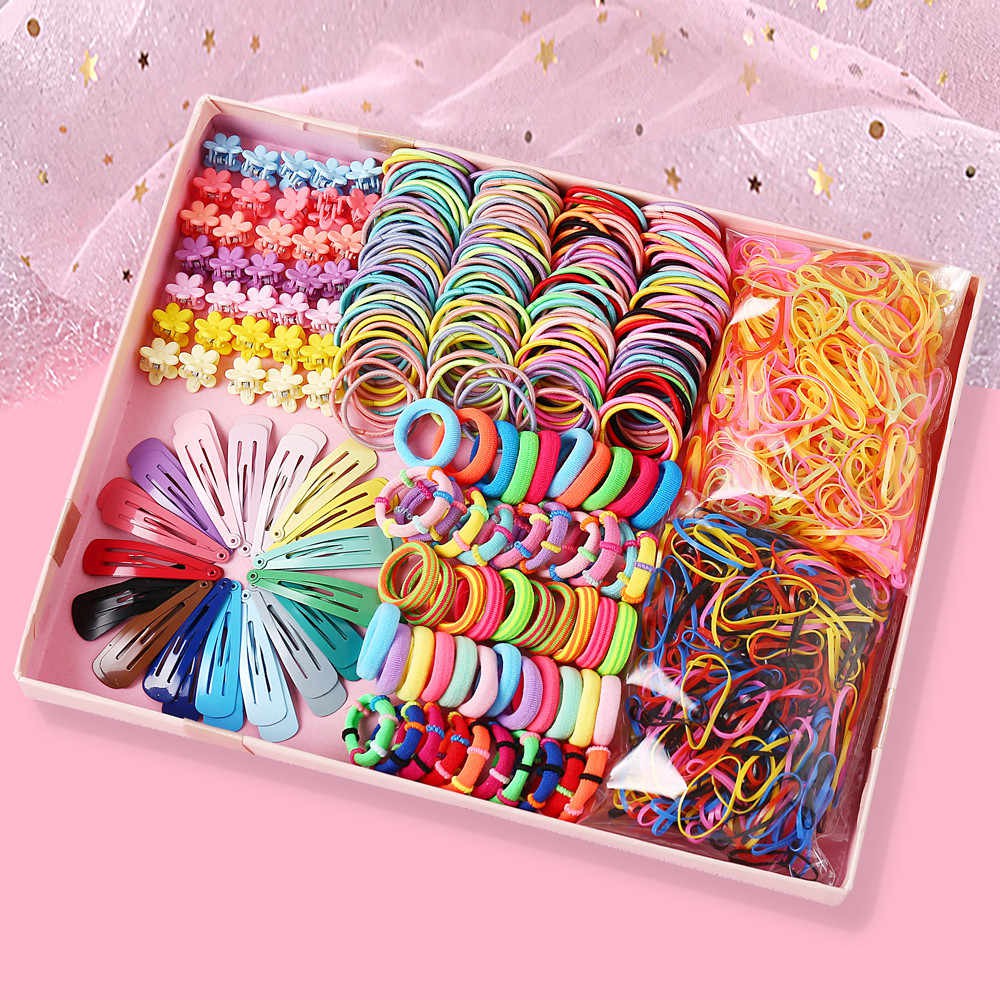 FULL BOX - SET 780 CHI TIẾT CỘT KẸP TÓC CHO BÉ-dây buộc tóc bé gái-kẹp tóc bé gái