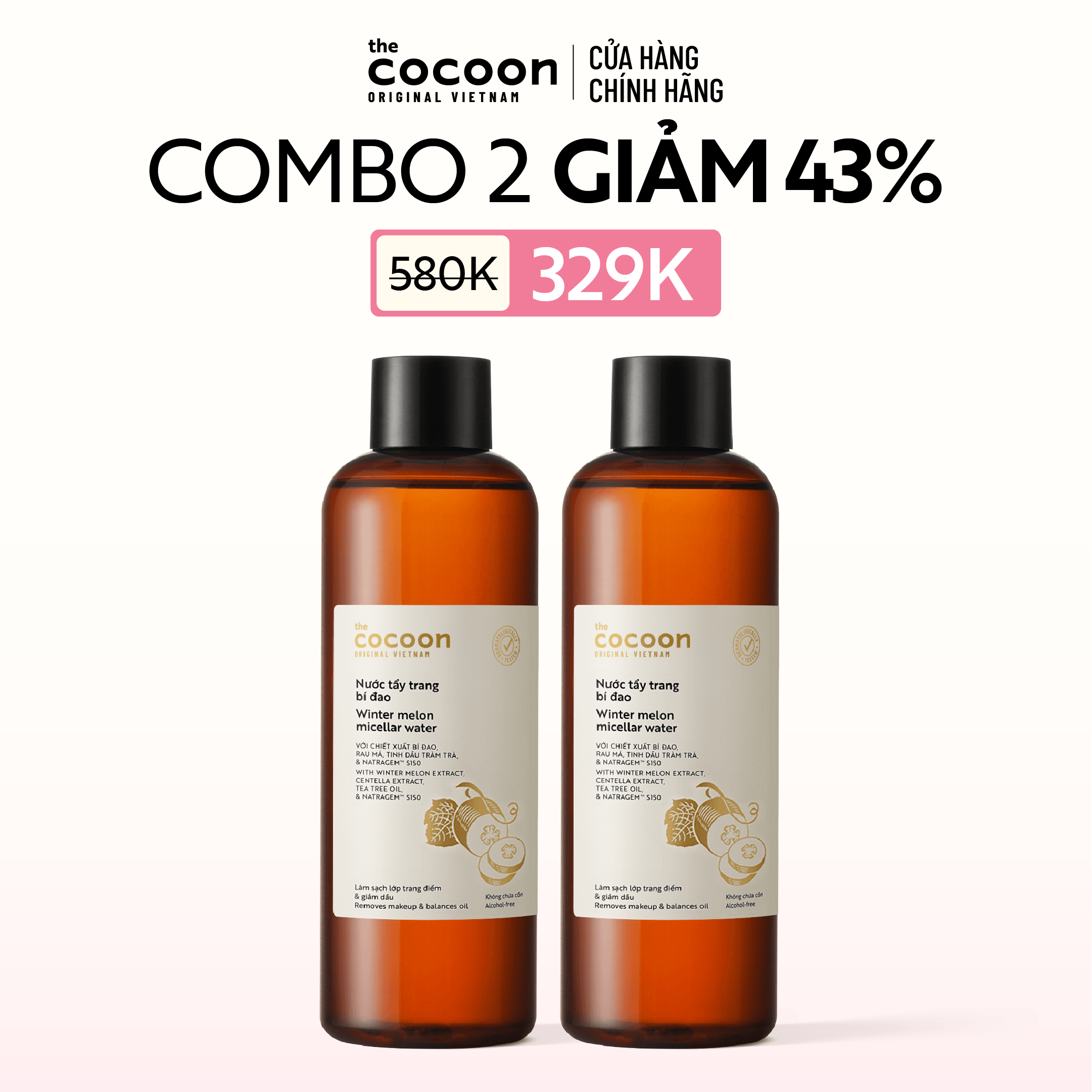  COMBO 2 - Bigsize Nước tẩy trang bí đao 500ml tẩy sạch makeup & giảm dầu 500ml 