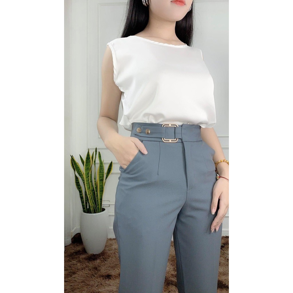 QUẪ̉̀N TÂY CÔNG SỞ NỮ DÀI ĐAI CẠP LƯNG CAO - VẢI VITEX DÀY DẶN MỀM MẠI - KIỂU DÁNG QUẦN BAGGY VẢI CÔNG SỞ - PHỐI ÁO SƠ