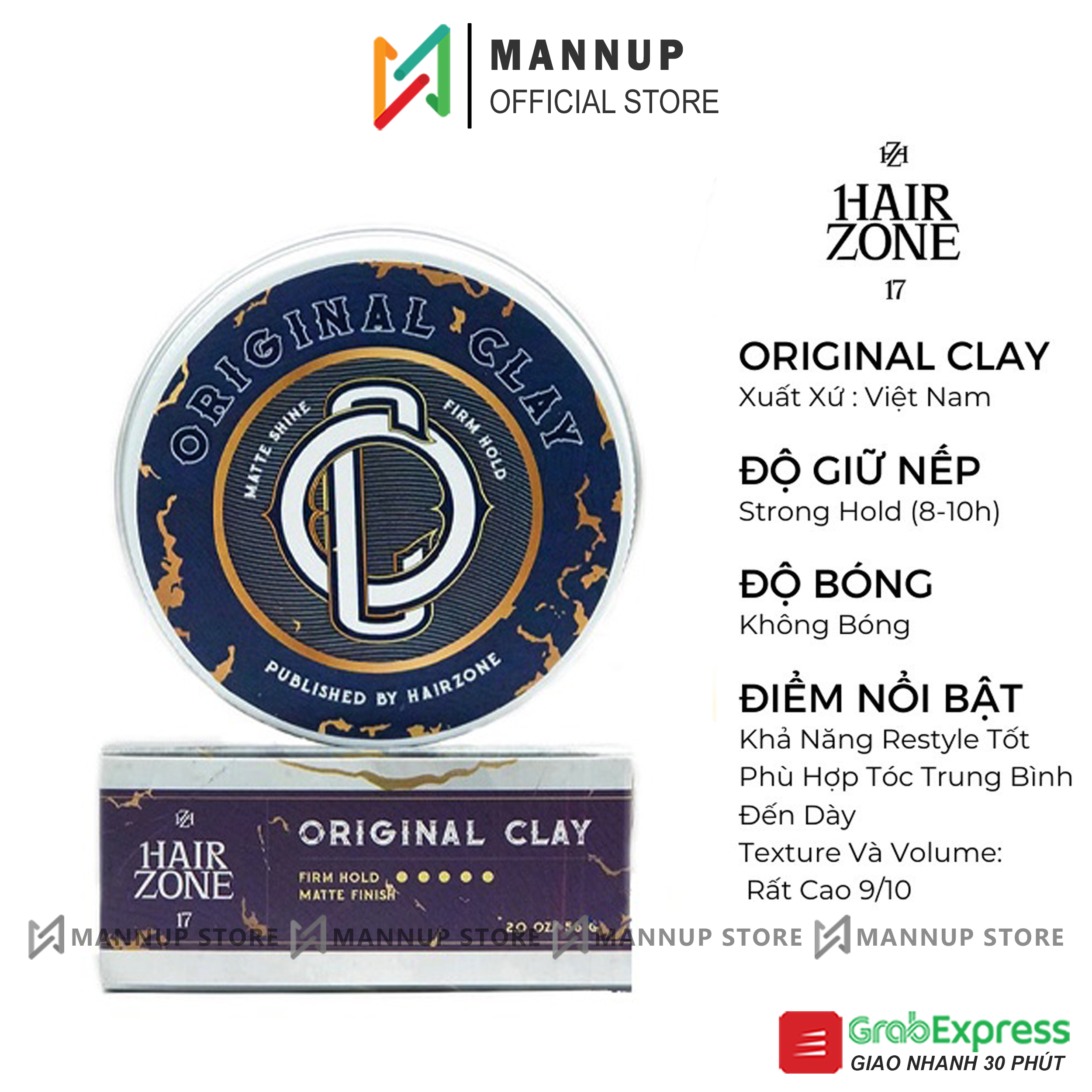 Sáp vuốt tóc original clay 56g by hair zone - bản mới nhất