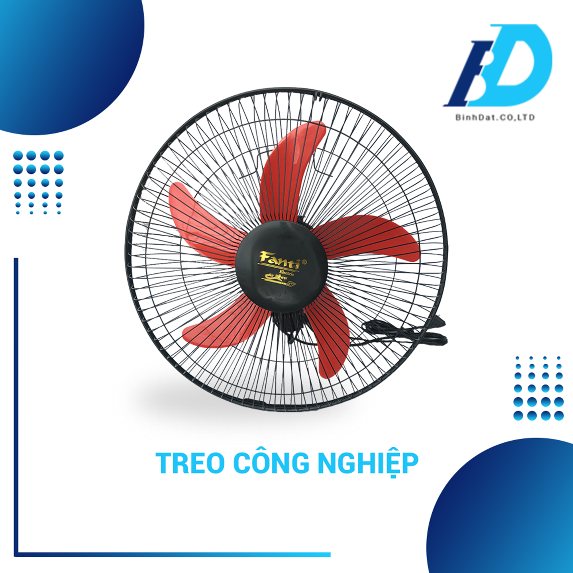 Quạt treo tường công nghiệp b4 1 dây/ 2 dây fanti - cánh 40cm