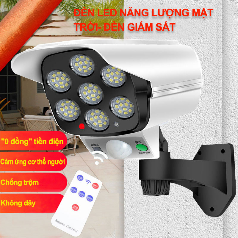 Đèn tường cảm ứng, đèn led năng lượng mặt trời chống nước, đèn chống trộm mô phỏng camera giám sát
