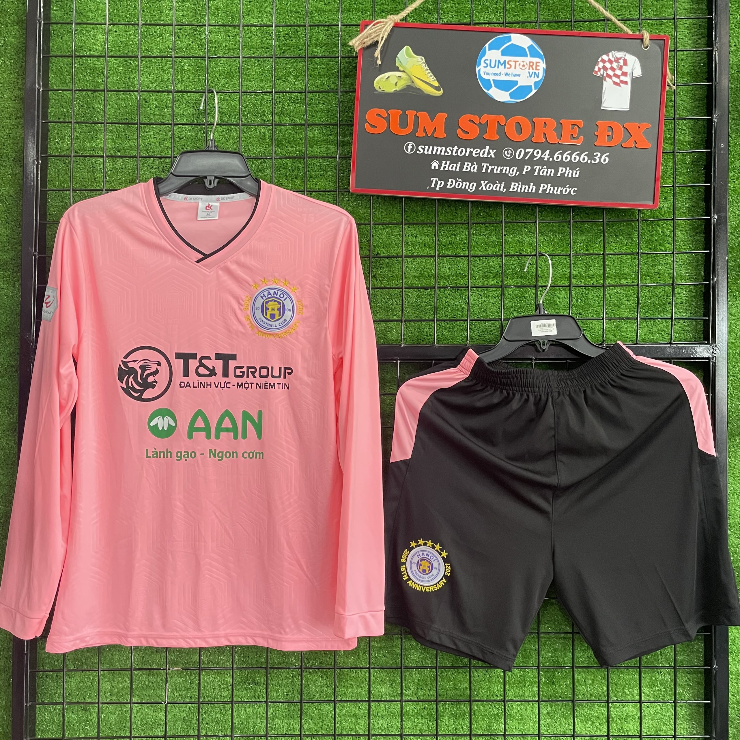 Bộ Quần Áo Bóng Đá Dài Tay Hà Nội Hồng Dài Tay -Áo Đá Banh 2021 Mẫu Mới, Cực Đẹp
