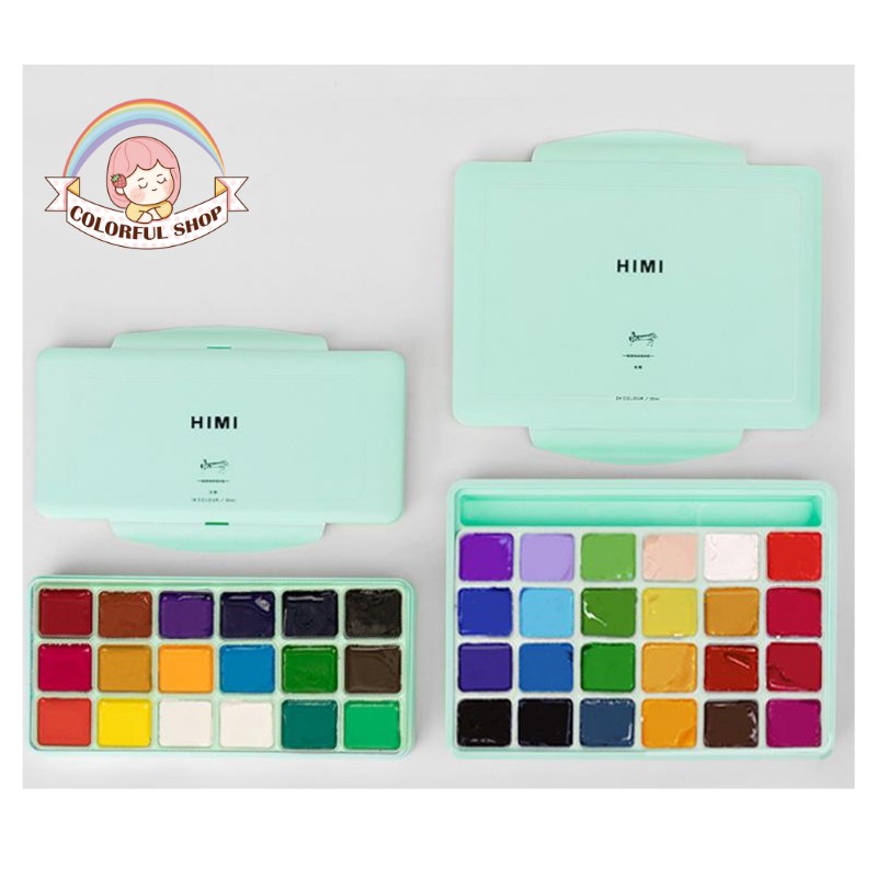 Màu Gouache HiMi dạng thạch bộ 18/24 màu
