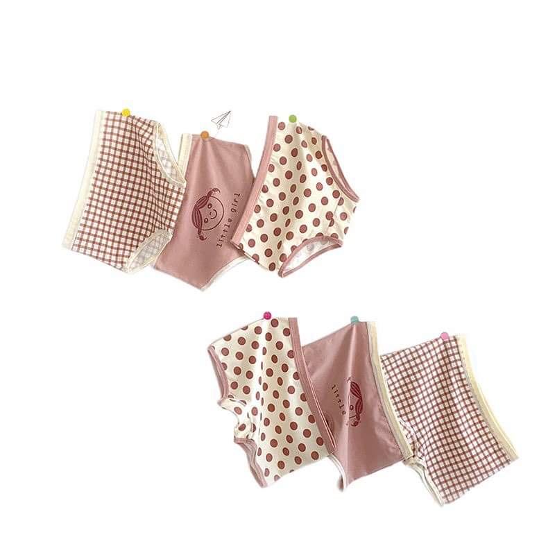 Quần lót bé gái combo 3 quần chíp trẻ em cotton thoáng mát kháng khuẩn cho bé từ 10-50kg