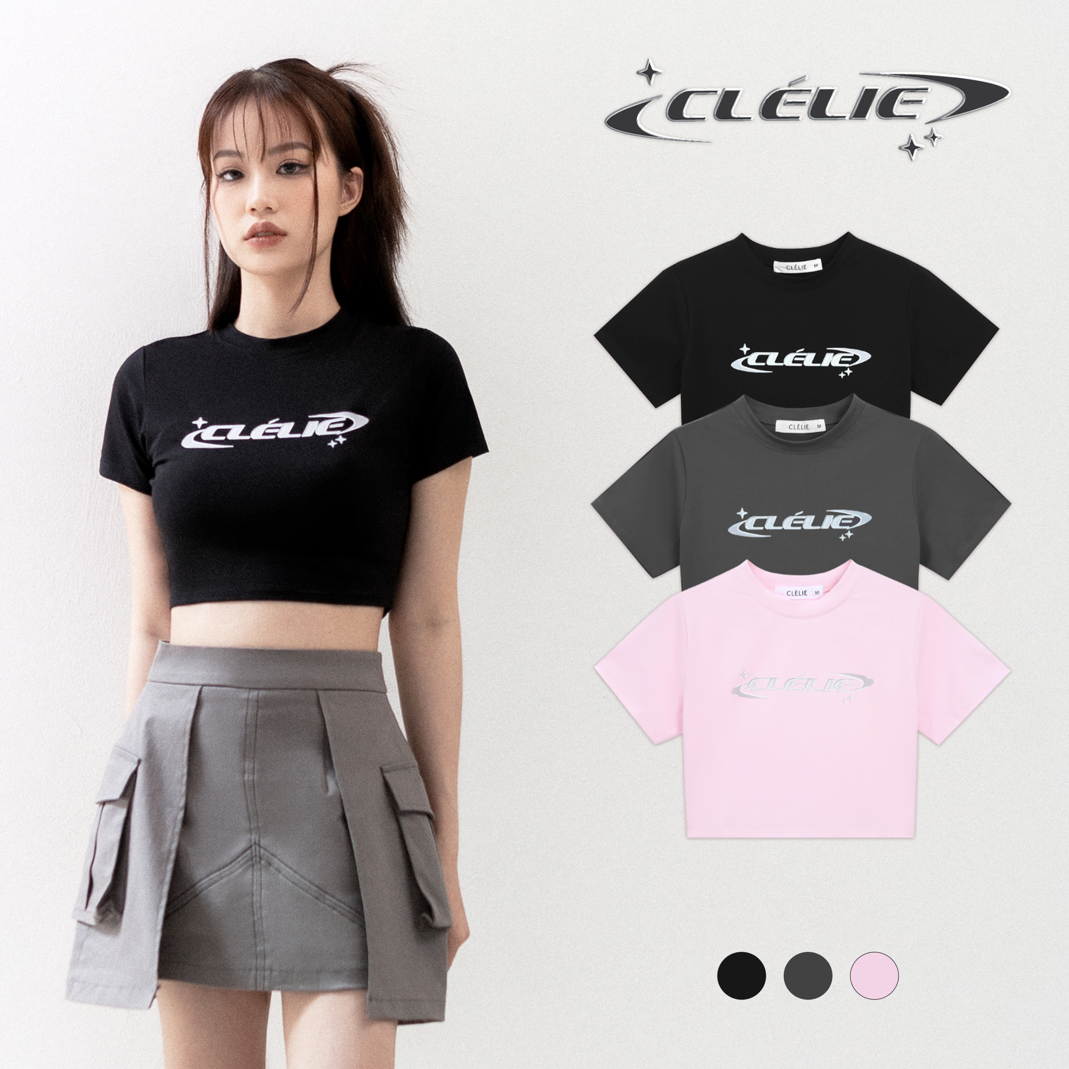 Áo croptop thun ôm clélie | clélie croptop