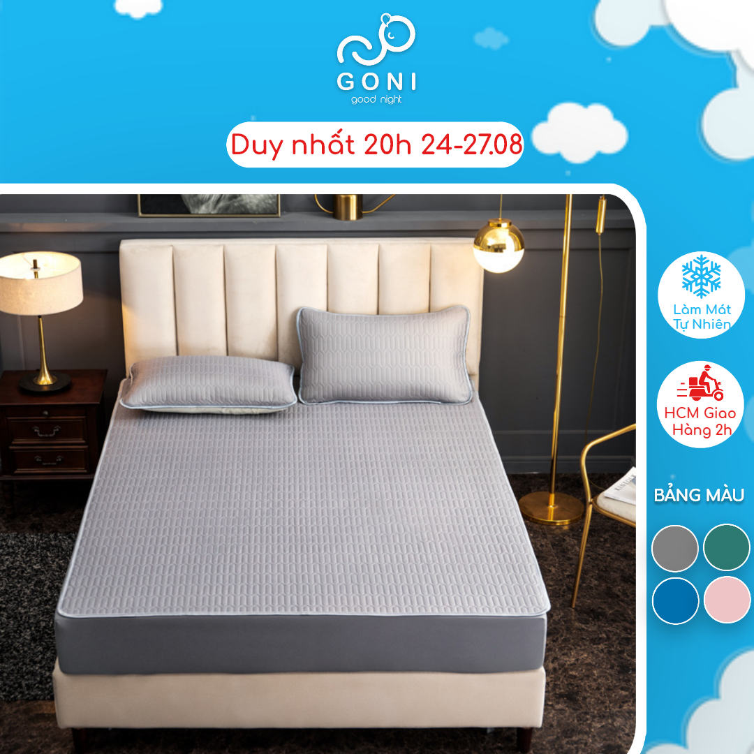 Chiếu điều hoà goni vải lụa lõi cao su làm mát tự nhiên kèm vỏ gối nằm 1m2 x 2m, 1m4 x 2m, 1m6 x 2m, 1m8 x 2m, 2m2 x 2m