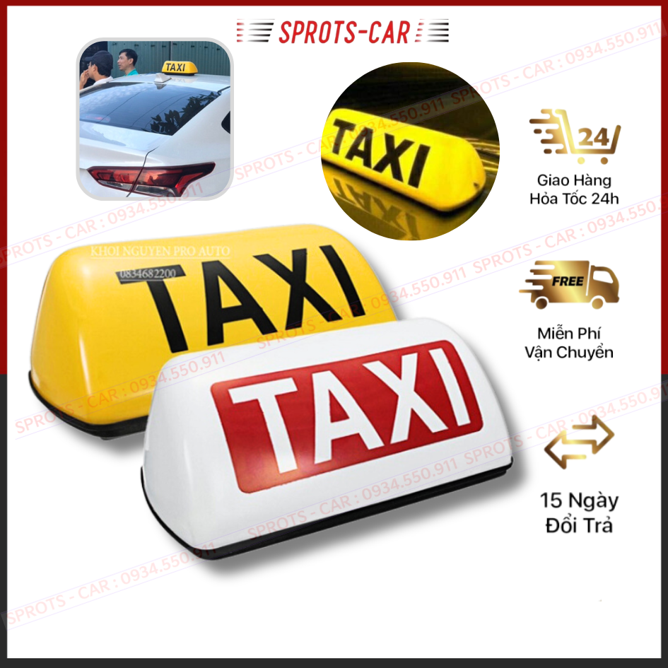 Mào Taxi màu vàng đế nam châm có đèn sáng nhựacao cấp, không cong vênh khi di chuyển, hạn chế bám bụi bẩn