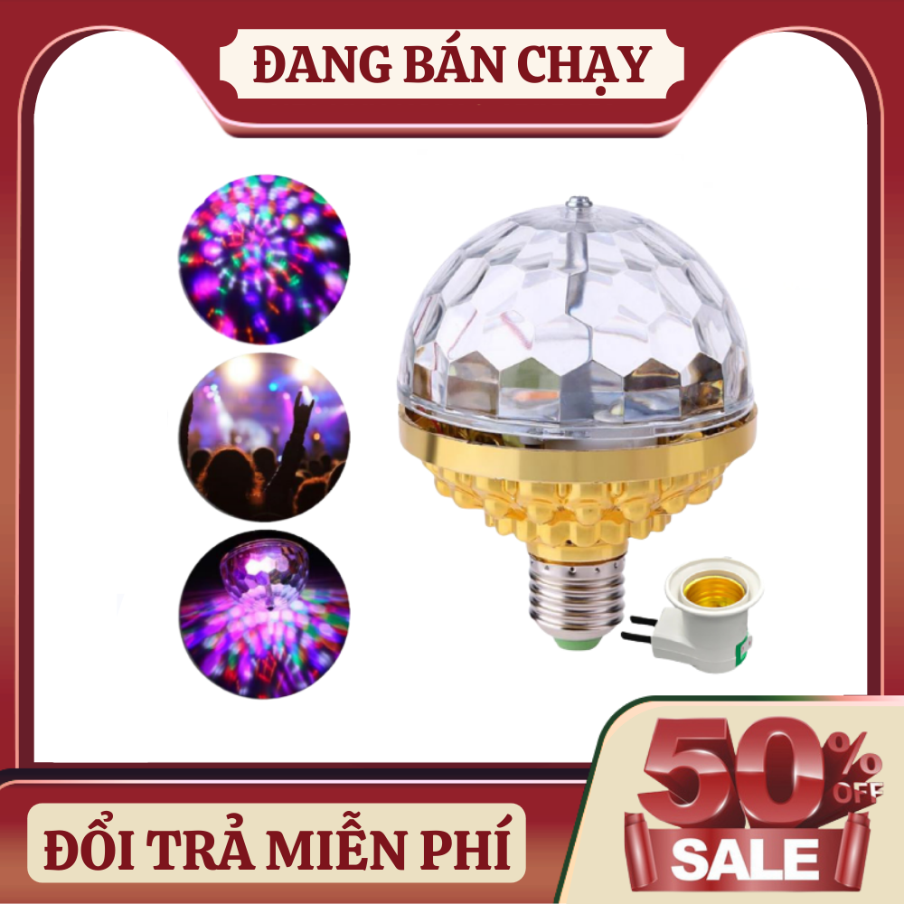 Đèn Led Xoay 7 Màu Cảm Ứng Theo Nhạc Trang Trí Nhà Cửa Đui Xoáy E27 Thông Dụng,Bóng Đèn Led Sân Khấu Vũ Trường Xoay 7 Màu