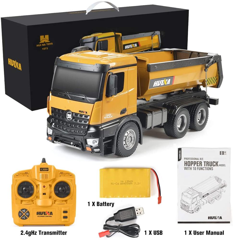 Xe tải ben kim loại chính hãng Huina 1573 sóng 2.4Ghz 10 kênh sức nâng 3kg có giả lập âm thanh