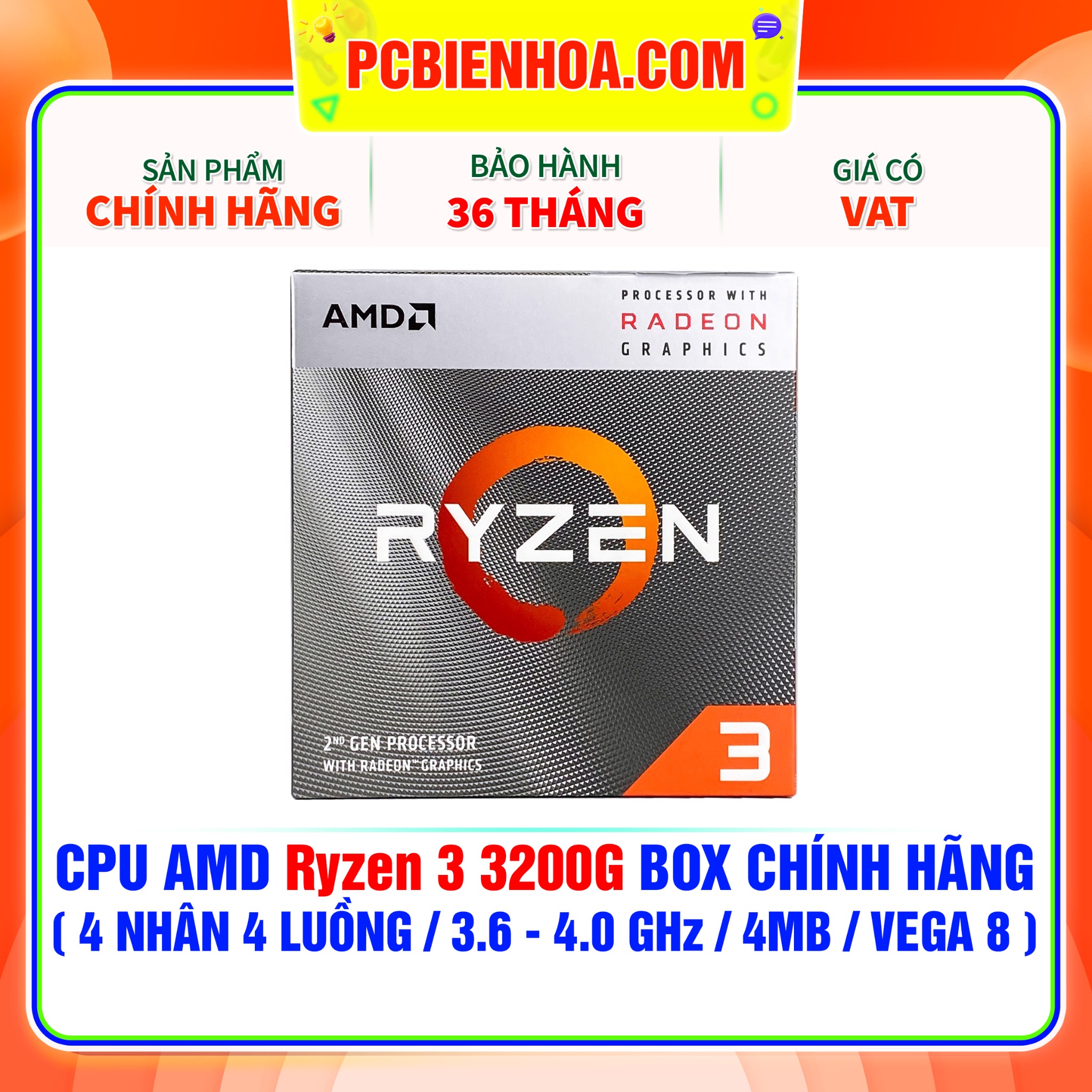 Bộ vi xử lý cpu amd ryzen 3 3200g /6mb /3.6ghz /4 nhân 4 luồng