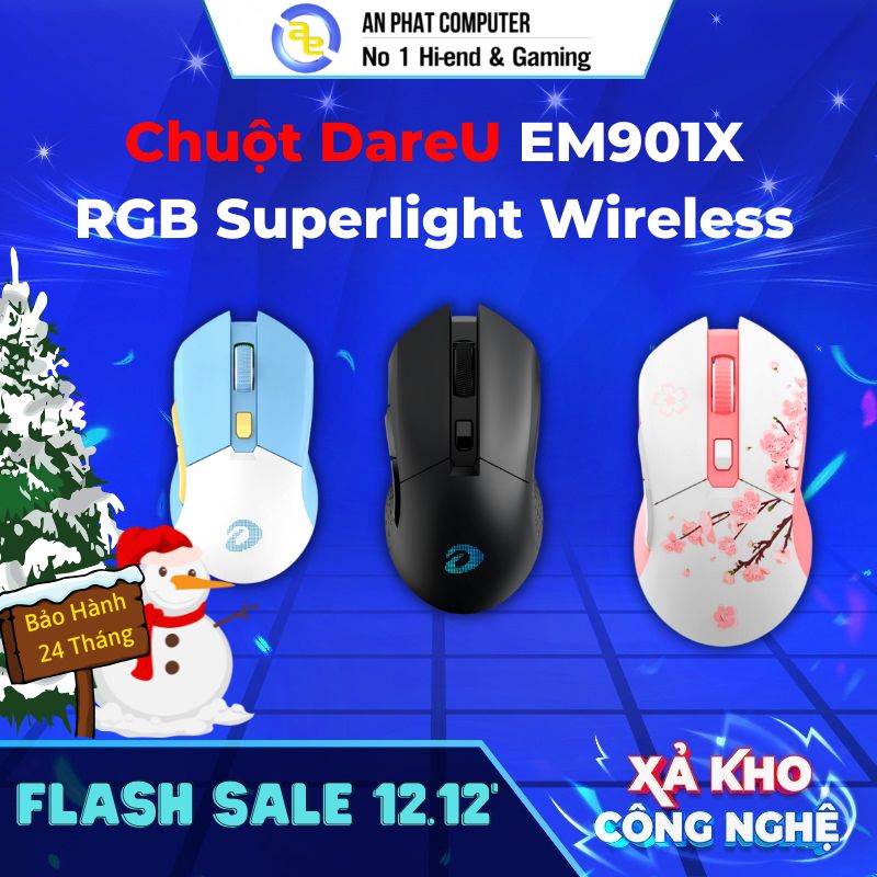Chuột không dây dareu em901x rgb superlight wireless - bảo hành 24 tháng