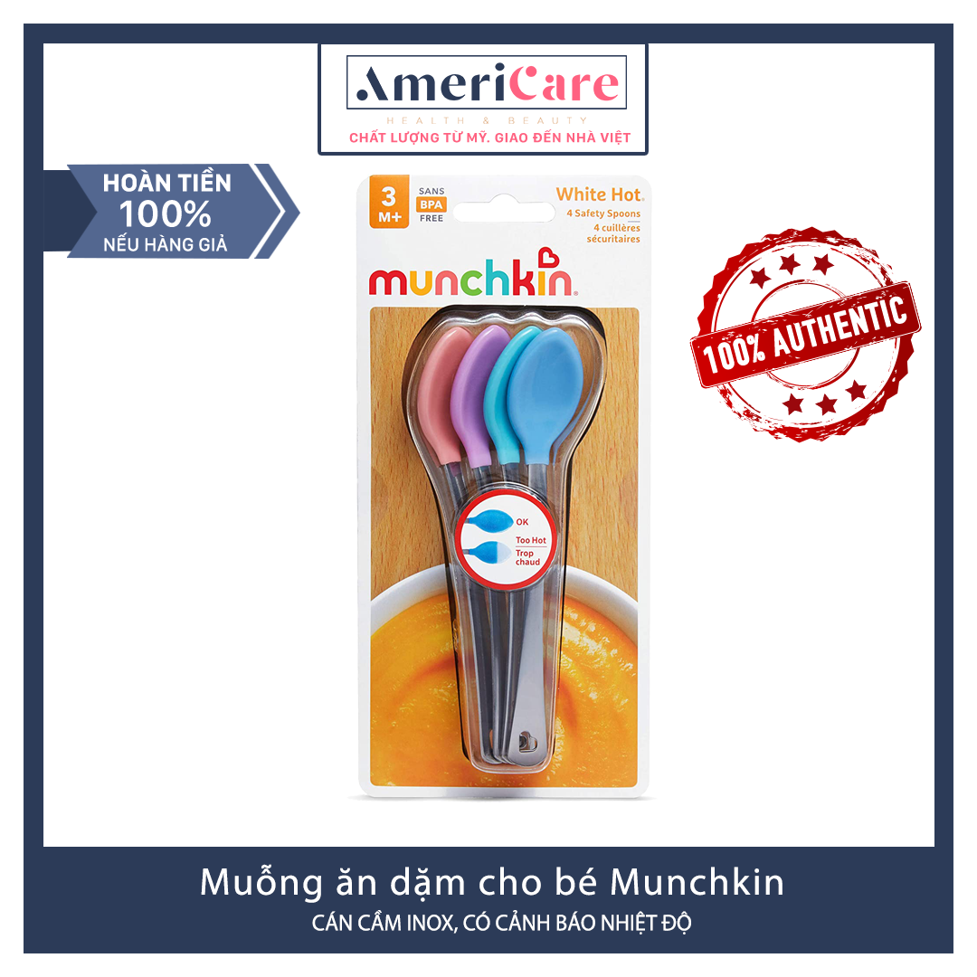 Muỗng Báo Nóng Munchkin Cán Cầm Inox cho bé